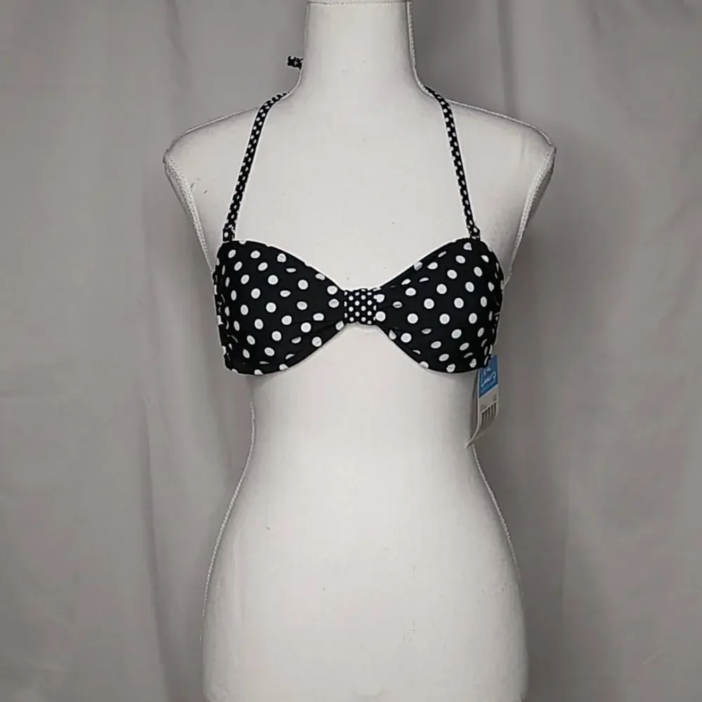 California Waves Black/White Polka Dot Bikini Top